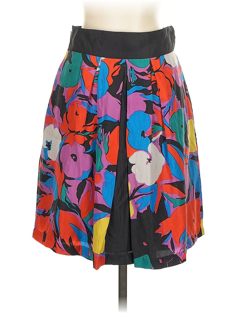 Anthropologie Lil Lined Band Waist Silk Above Knee Skirt Side Zip Size 2